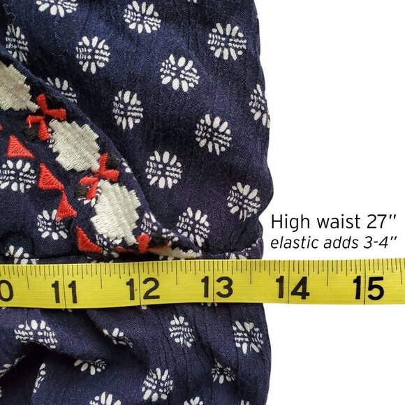 1. State Gypsy Night Embroidered Navy V-Neck High-Slit Wide-Leg Jumpsuit Size S - Picture 9 of 16